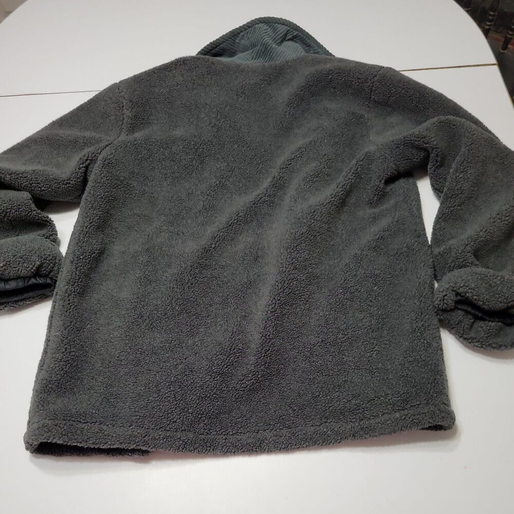 Outbrook Coat Women M Fleece Jacket Grey long Sleeve Button Patch Pockets Collar - Picture 12 of 14